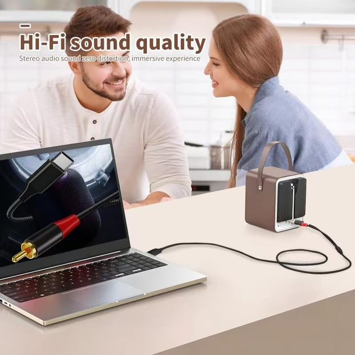 USB C auf Cinch Audio Kabel Type C auf 2RCA Stereo Adapterkabel kompatibel mit iPhone 15 -Serie, iPa