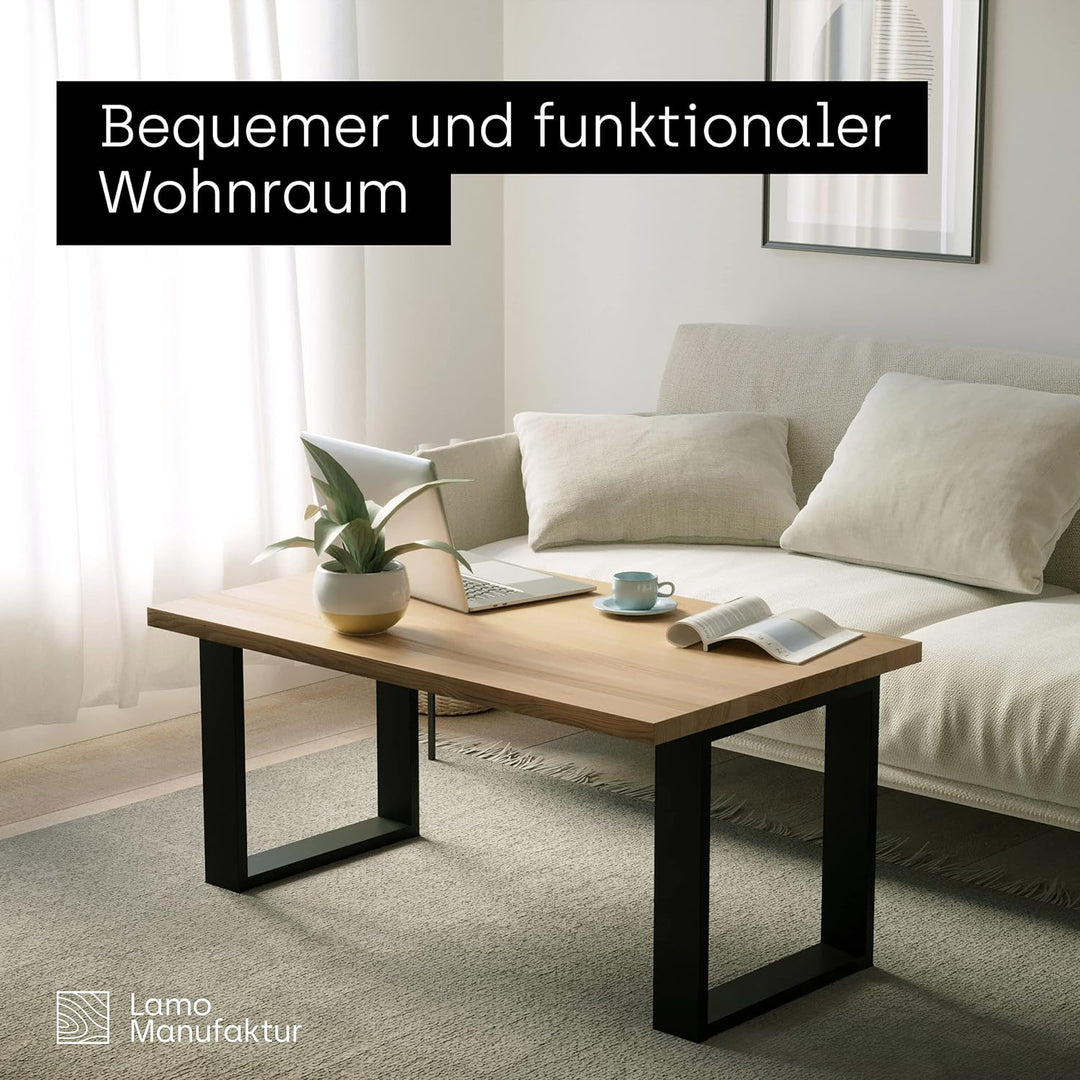 LAMO Manufaktur Tischbeine für Schreibtisch Esstisch, Simple Massive, Vierkantprofil 80x20 mm, Tisch