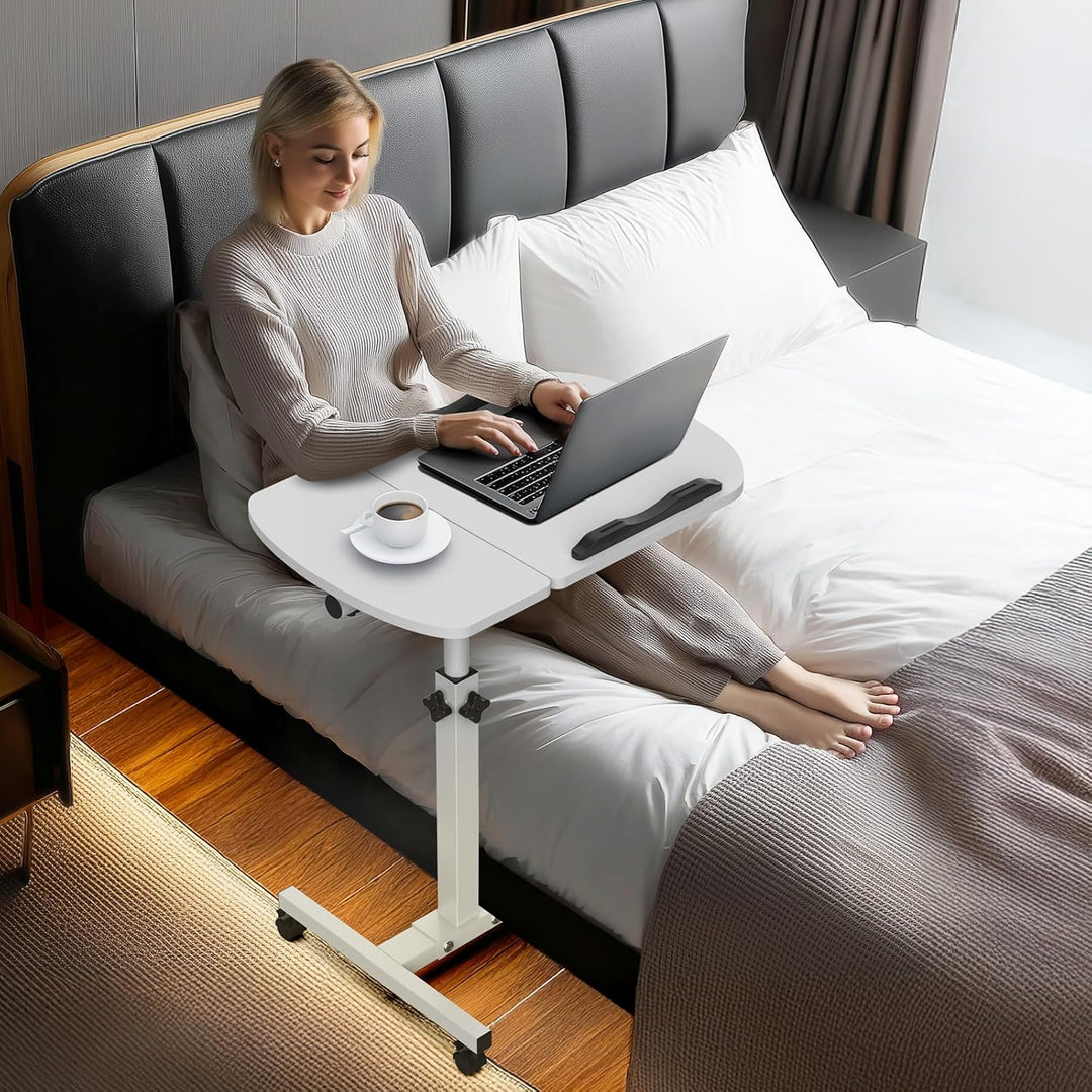 Soontrans Betttisch auf Rollen, 60×40cm, Laptoptisch Höhenverstellbar, Beistelltisch Bett mit Mehrer