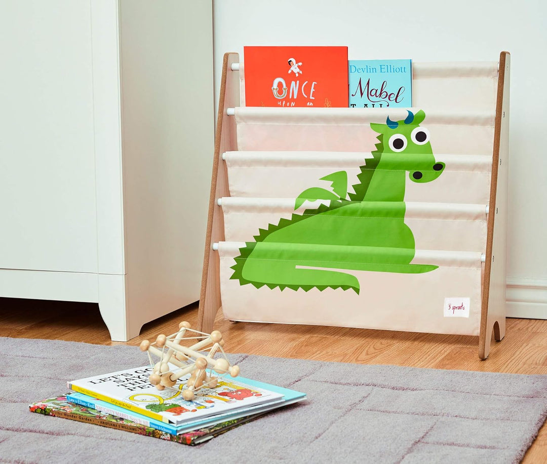 3 Sprouts - Bücherregal Kinderzimmer Holz - Montessori Bücherregal für Kinder - Drache, Drache