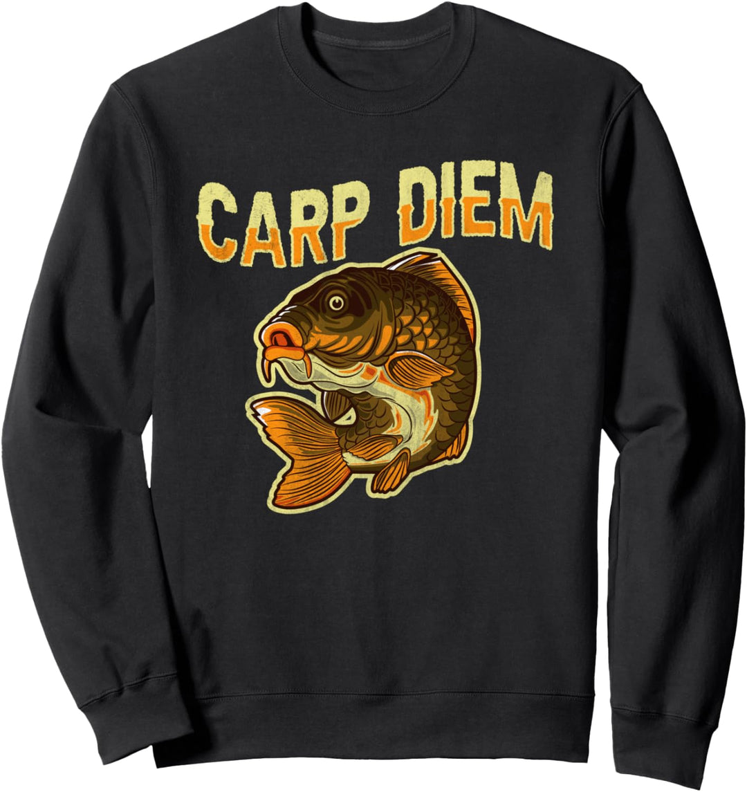 Carp Diem lustiges Karpfen Angel Sweatshirt