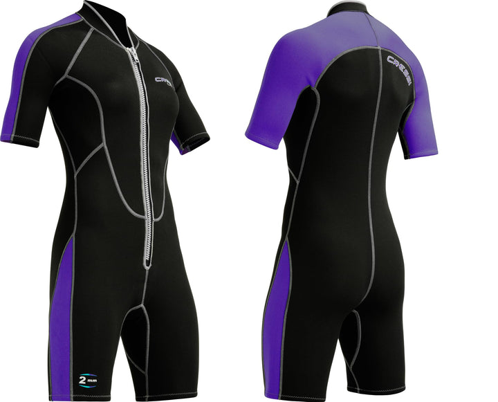 Cressi Lido Man - Shorty Neopren High Stretch 2 mm Neoprenanzug für Herren Schwarz/Violett XL, Schwa