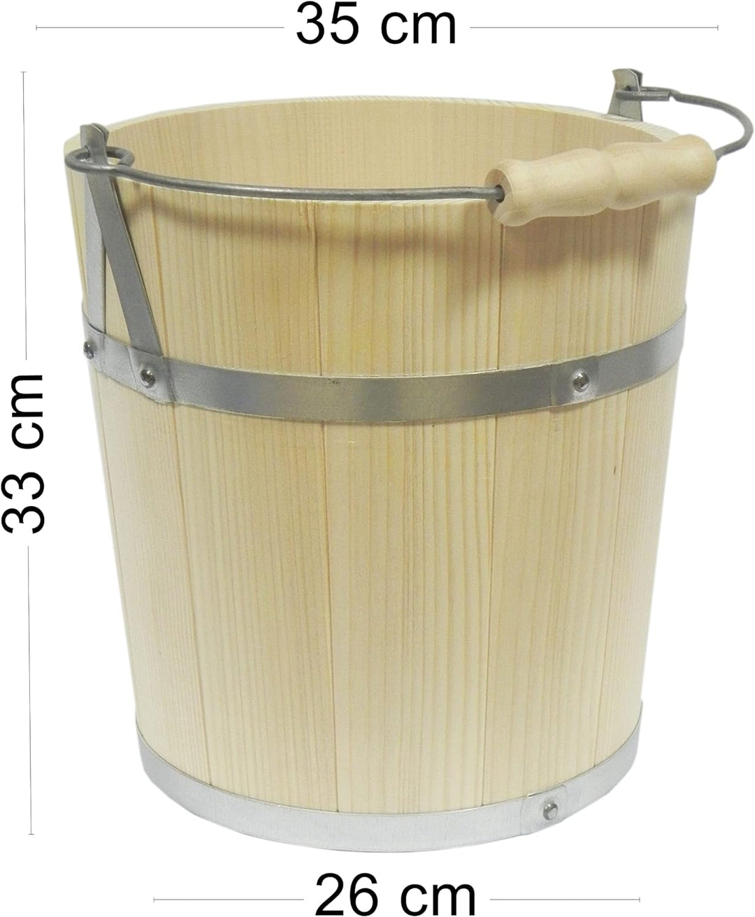 Holzeimer mit Metallgriff 12 Liter