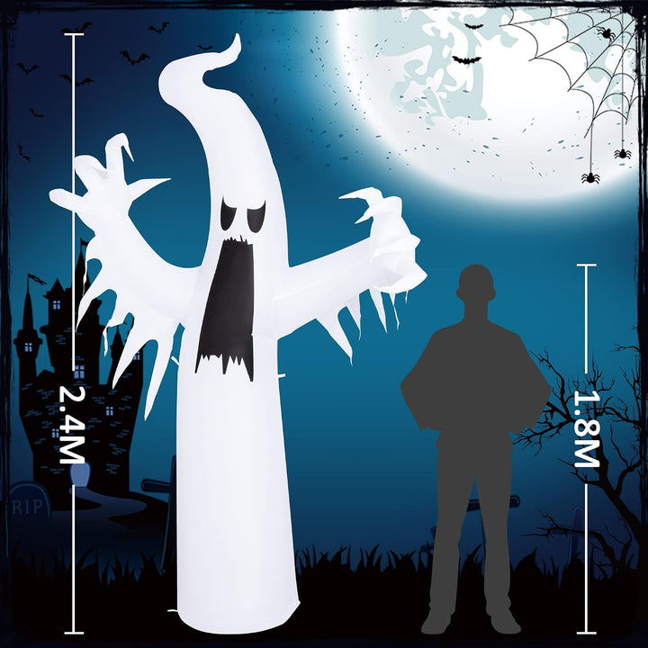 Solpex Halloween Deko aufblasbar Geist Dekoration, 240cm/ 8FT selbstaufblasend mit LEDs mit Flammene