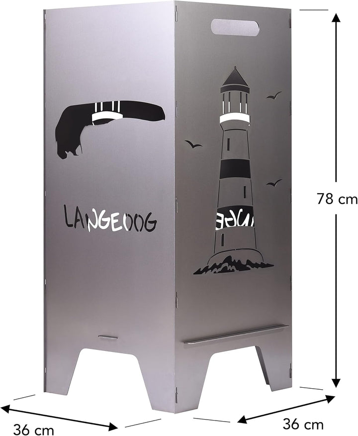 Feuertonne Mit Insel Motiv |Stabiles Stecksystem Mit Tragegriffen | Besonders Robust & Aus Hochwerti