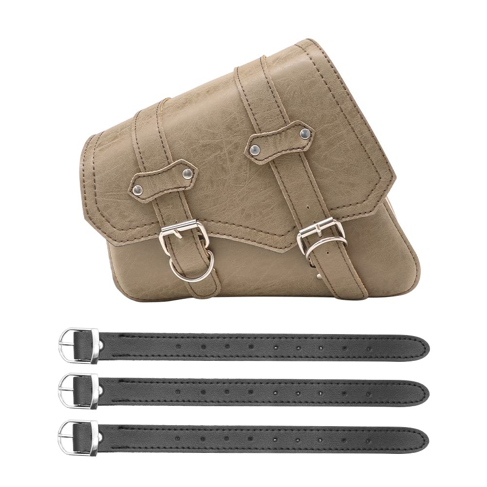 evomosa Motorrad Satteltasche PU Leder Universal Motorräder Werkzeugtaschen Khaki (B-Linke Seite), B
