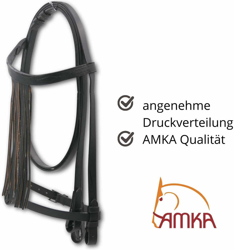 AMKA Spanische Trense mit Leder Fransenstirnband und Lederzügel Vaquero Zaum 005/105 braun, braun