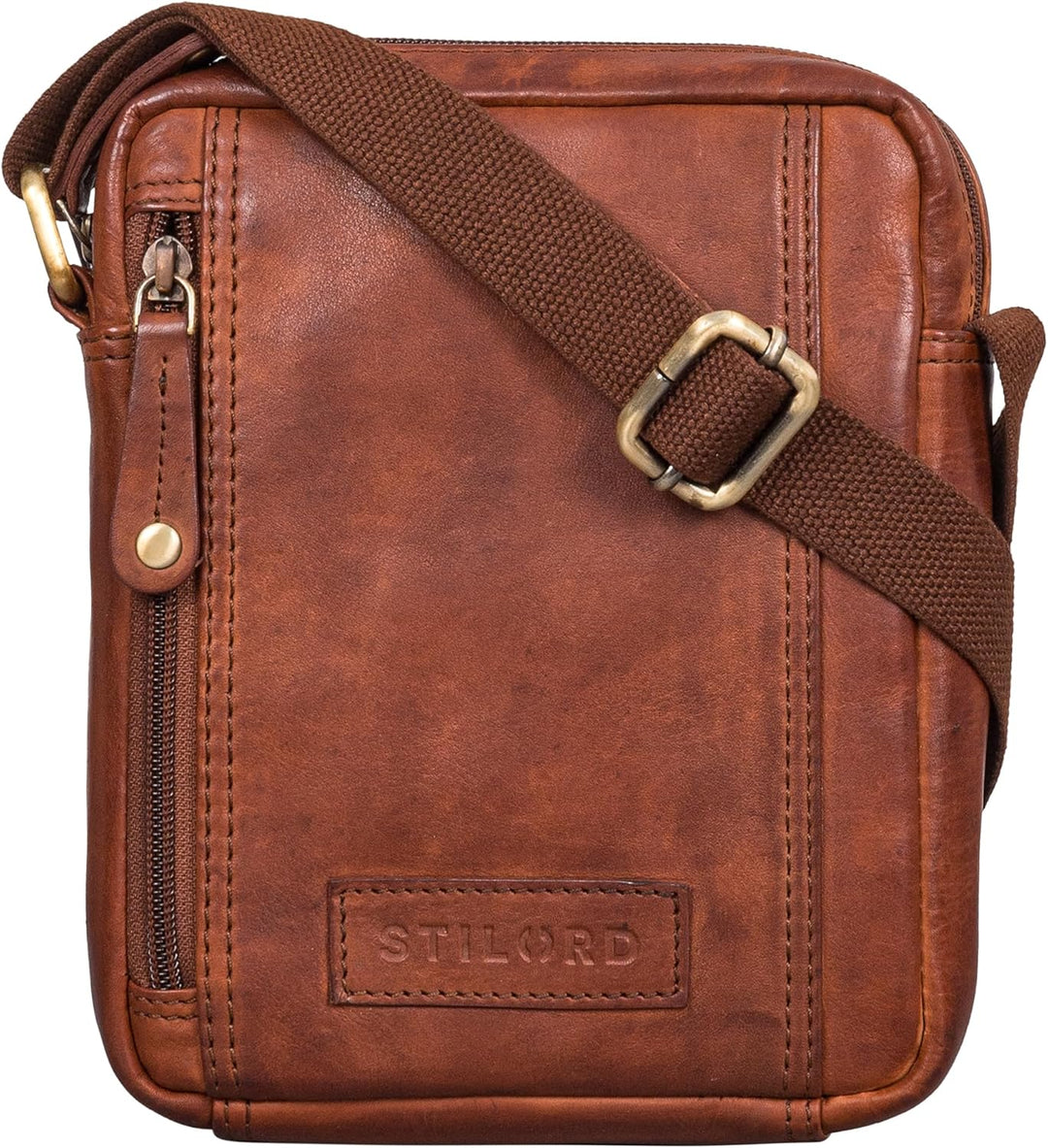 STILORD 'Brandon' Herrentasche Leder Braun Umhängetasche klein Schultertasche Männer 7 Zoll Tablet H