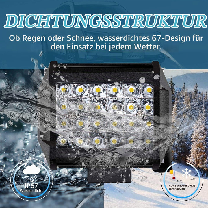 LED Arbeitsscheinwerfer, Kraumi 2 X 72W LED Zusatzscheinwerfer 10,500lm Led Scheinwerfer 4 Zoll 12V