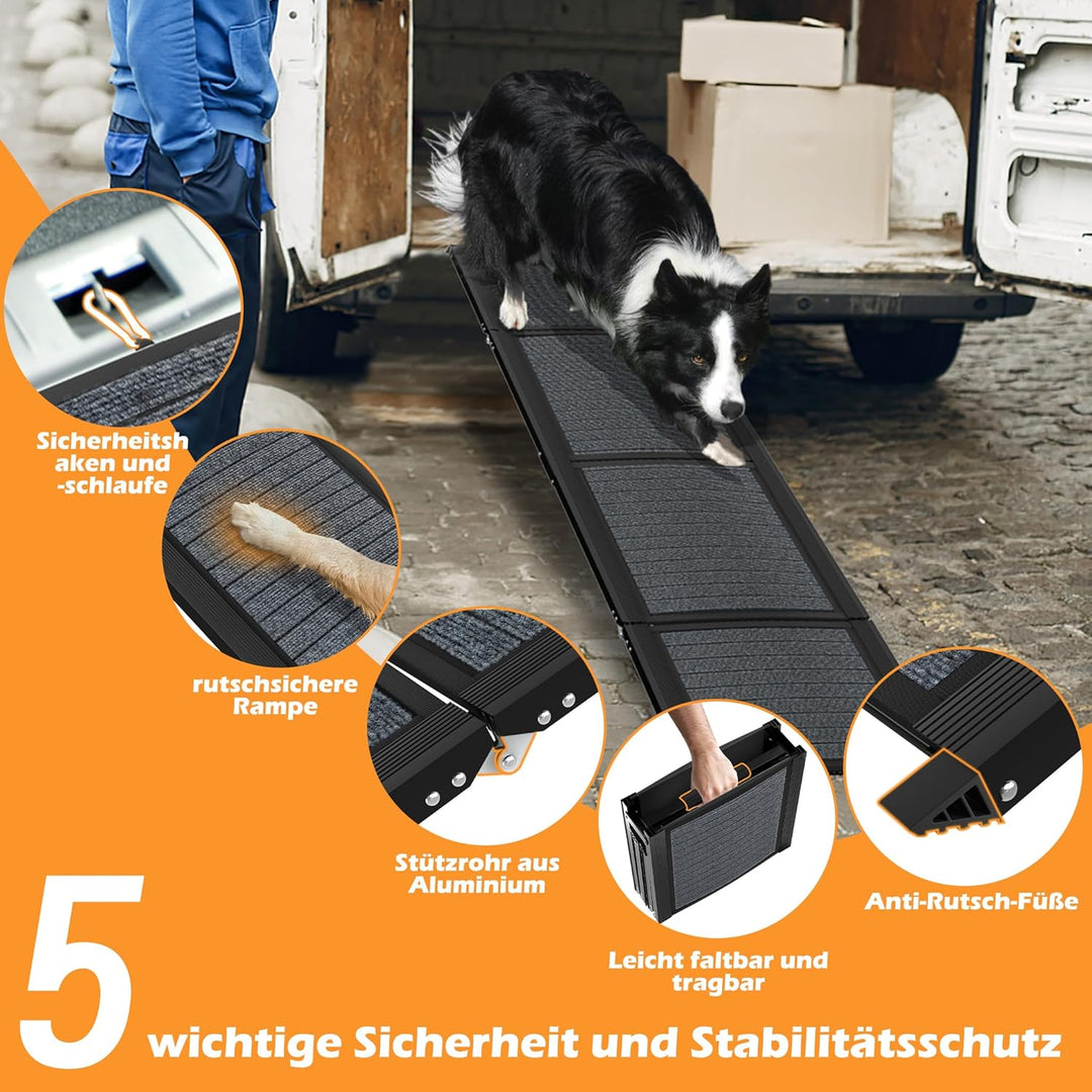 HENGMEI Hunderampe Klappbar Hundetreppe Auto Faltbare Kunststoff Hundeautorampe Hunde Auffahrrampe K