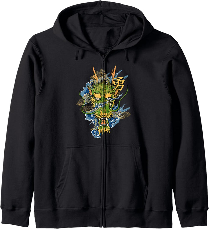 Dragon Streetwear Ästhetischer Retro-Drache Kapuzenjacke