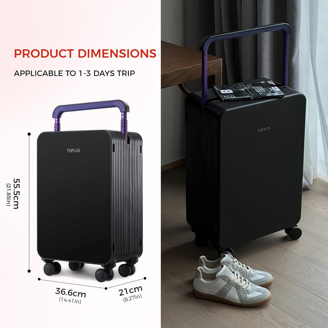 TUPLUS Koffer Trolley ABS Reisekoffer mit 4 Rollen Handgepäck Hartschale Rollkoffer Mittelgross, Bal