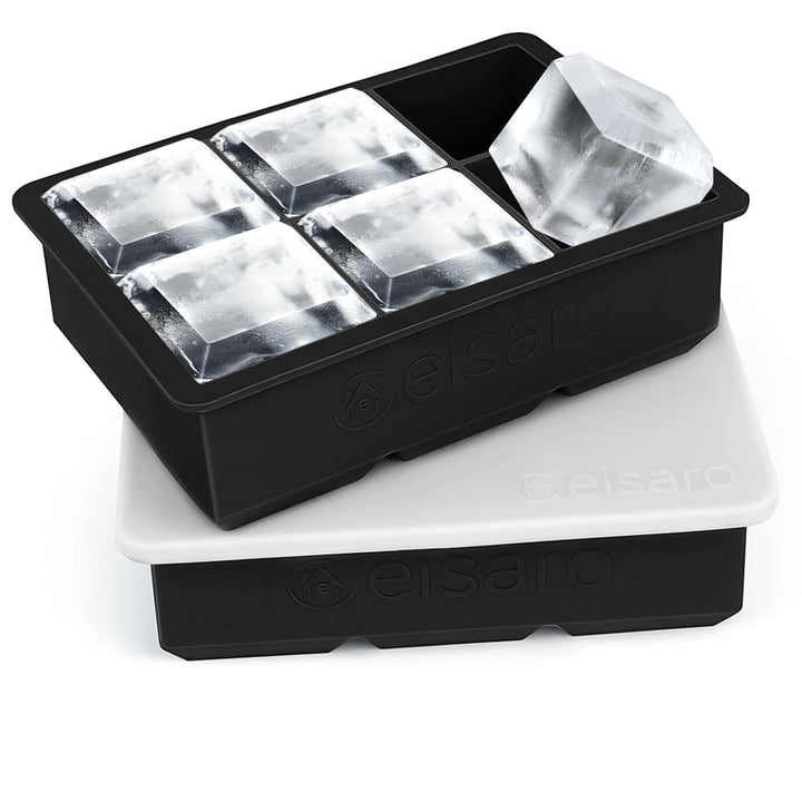 Eiswürfelform Silikon gross XXL Eiswürfel Form mit Deckel Eiswürfelbehälter 6-Fach 2er Pack Eiswürfe