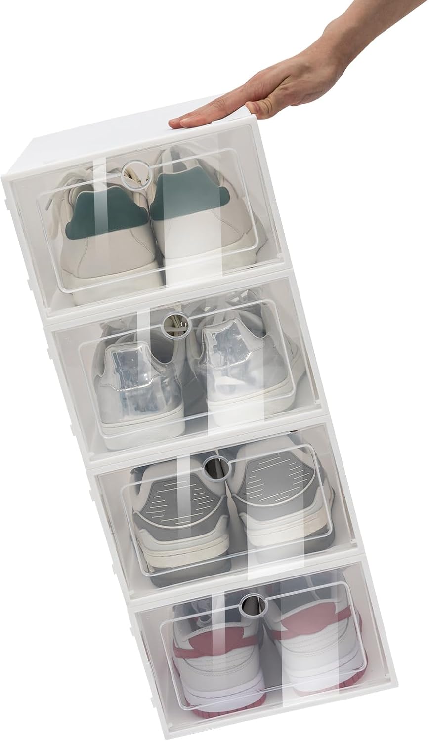 20/24er Transparent Schuhbox, Stapelbar Schuhbox Schuhkarton Schuhaufbewahrung Schublade Transparent