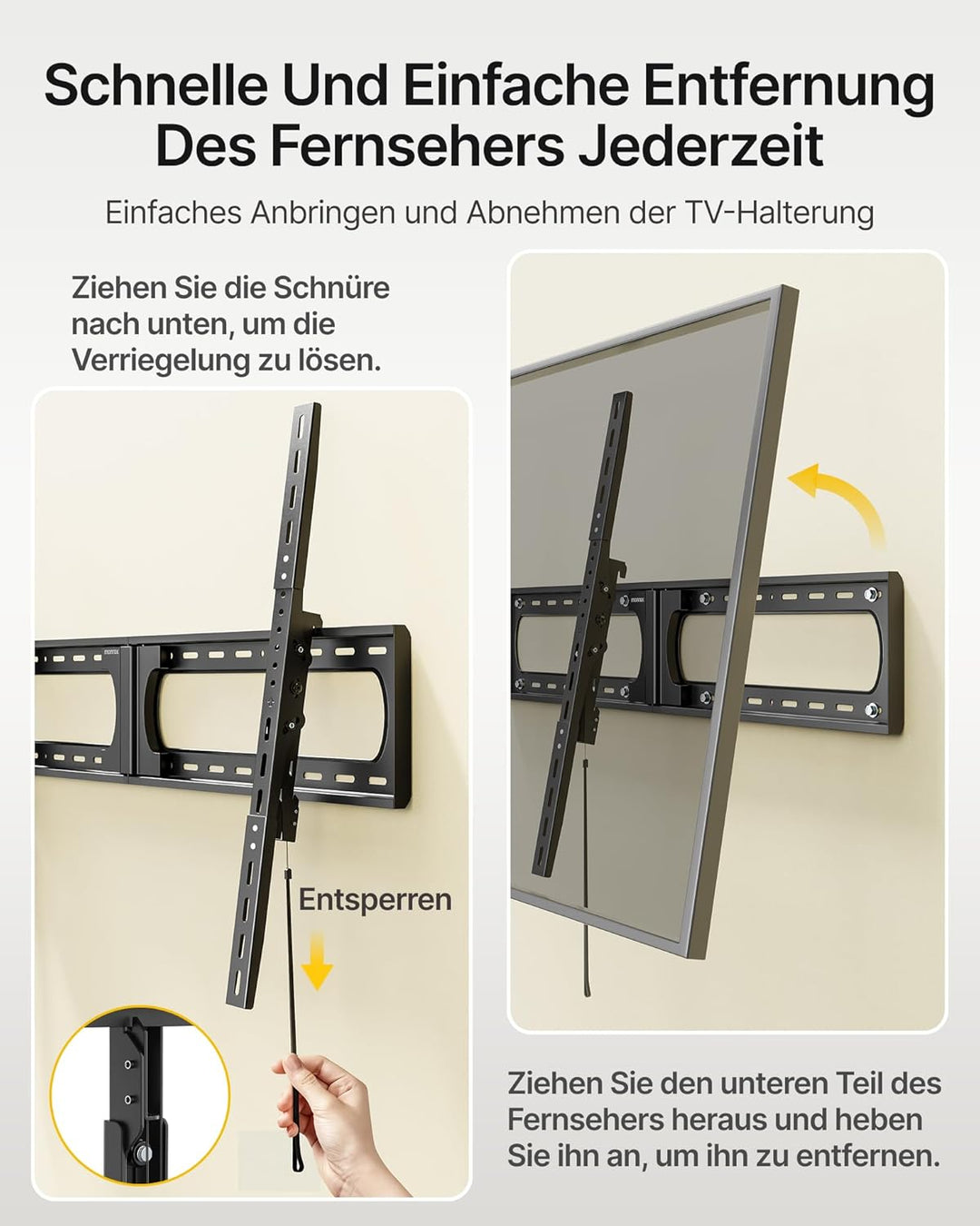 monTEK TV Wandhalterung, Neigbare TV Halterung für 37-140 Zoll Flach &amp; Curved Fernseher bis zu 136Kg