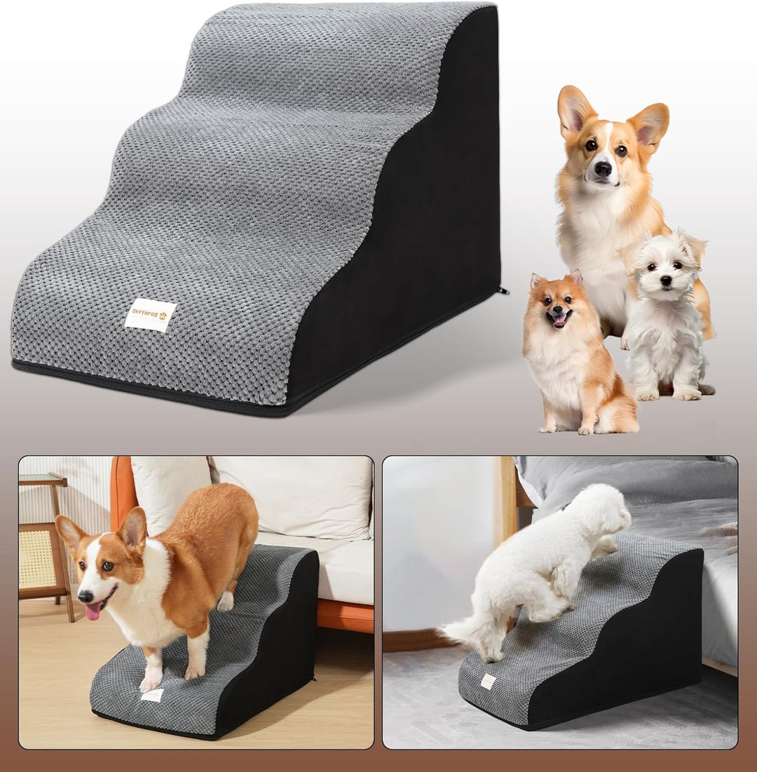 Hundetreppe 40CM für Kleine Hunde,wasserdichte Waschbar Hundetreppe 3 Stufen, sanft abfallende Haust