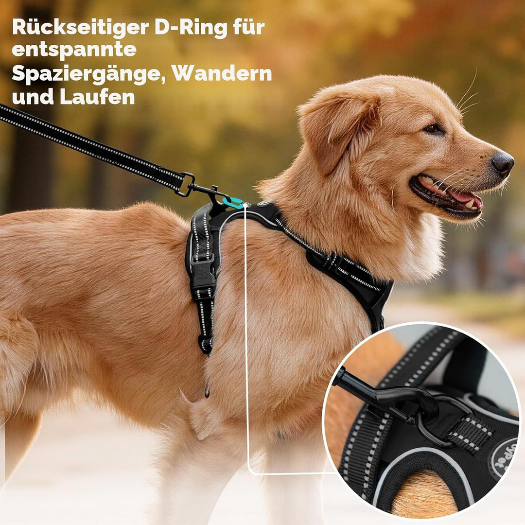 PoyPet No Pull Hundegeschirr, reflektierendes Westengeschirr mit 2 Leinenbefestigungen und einfachem