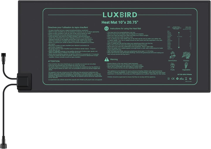Luxbird Heizmatte mit Thermostat, 4 Heizmatten mit 1 Controller, Zimmergewächshaus Wärmematte 30 Wat