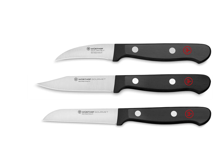 WÜSTHOF Gourmet Gemüsemessersatz mit 3 Messern, 6cm, 8cm, 8cm 1 Schälmesser, 2, 1 Schälmesser, 2 Gem