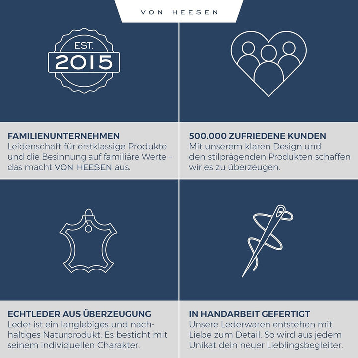 VON HEESEN Leder Geldbörse RFID Schutz I Echtleder Geldbeutel für Damen & Herren I Portemonnaie Brie