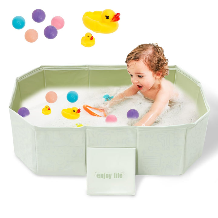Baby Badewanne Faltbare, Grosse Kleinkindbadewanne mit 5 Kugeln 5 Enten Integrierte Badewanne Kinder