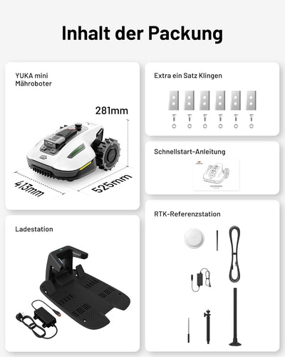 MAMMOTION YUKA Mini 500 Mähroboter, bis zu 500 m², UltraSense AI Vision und RTK, 45% Steigung, Autom