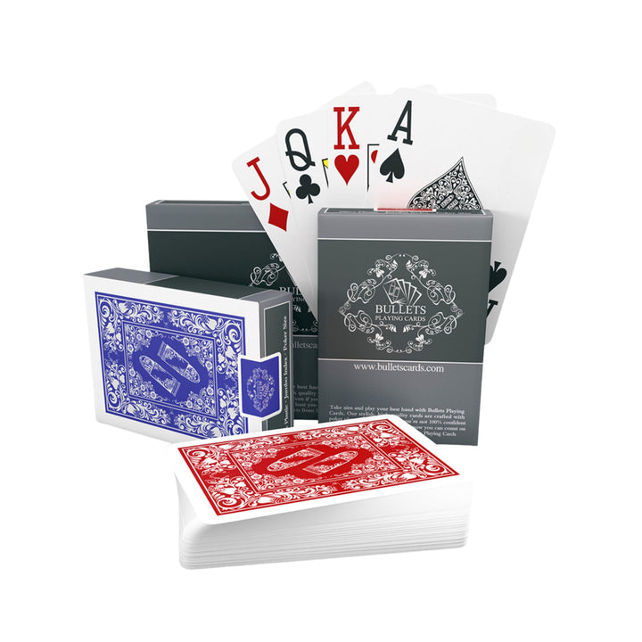 Bullets Playing Cards, 2X 54 Plastik Pokerkarten, Doppelpack, 2 Eckzeichen, Jumbo-Index, Wasserfest,