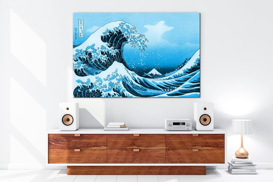 deyoli farbige Zeichnung einer Welle Format 80x60 Effekt: Monocrome Blau als Leinwandbild, Motiv fer