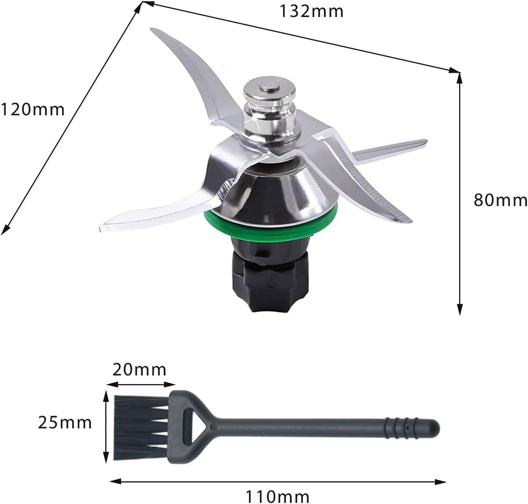 Ersatzmesser für Vorwerk Thermomix TM5 TM6, TM5 Messer aus Edelstahl, mit 1 Reinigungsbürste, Messer
