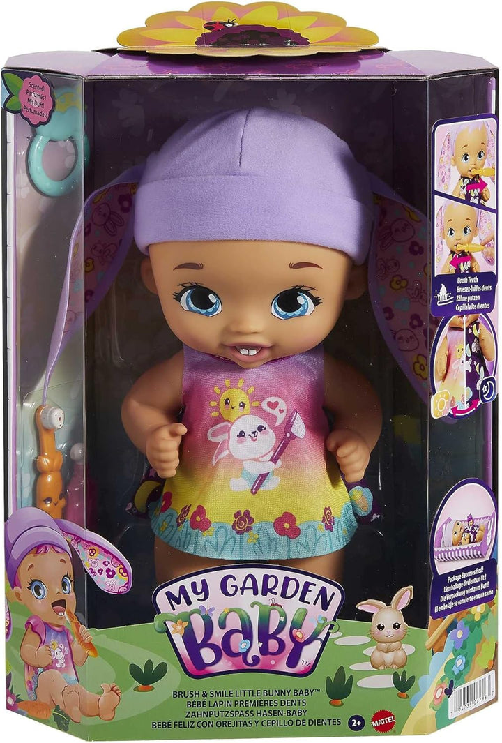 My Garden Baby HGC12 - Zahnputzspass Hasen-Baby Puppe - Lavendel (30 cm) mit 3 Zubehörteilen und 2-i