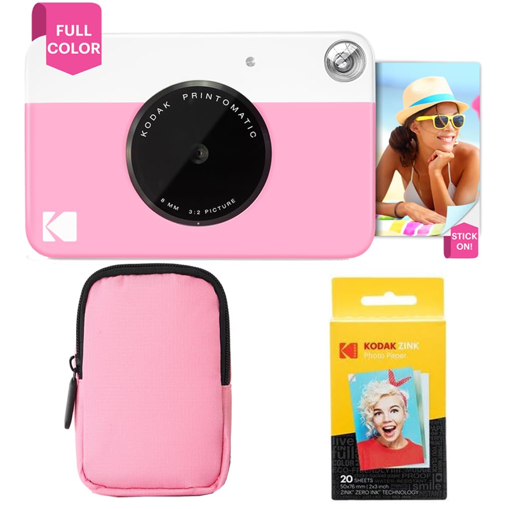 KODAK Printomatic Vollfarb-Sofortdruckkamera-Starterpaket + Softcase + Zink-Fotopapier, 20 Stück – B