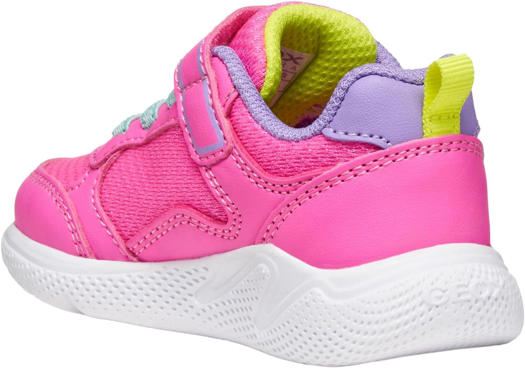 Geox Baby-Mädchen B Sprintye Girl Sneaker 21 EU Fluo Fuchsia Dk Lila, 21 EU Fluo Fuchsia Dk Lila