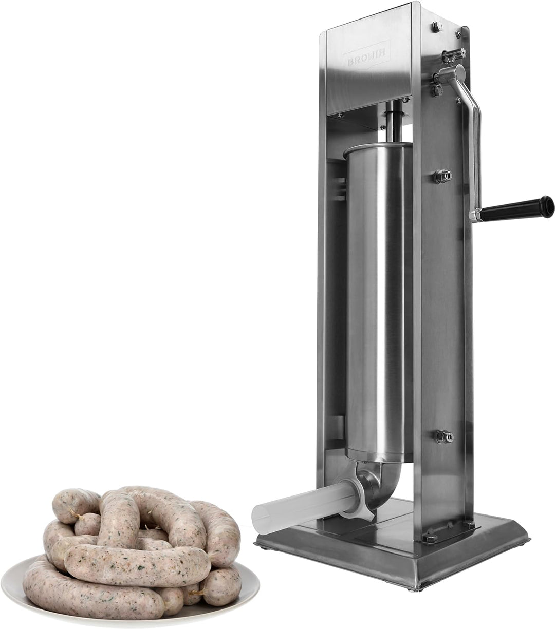 BROWIN® Manuell Wurstfüller aus Edelstahl 311037 | 5 Liter vertikale Wurstmaschine mit Tischklemme |