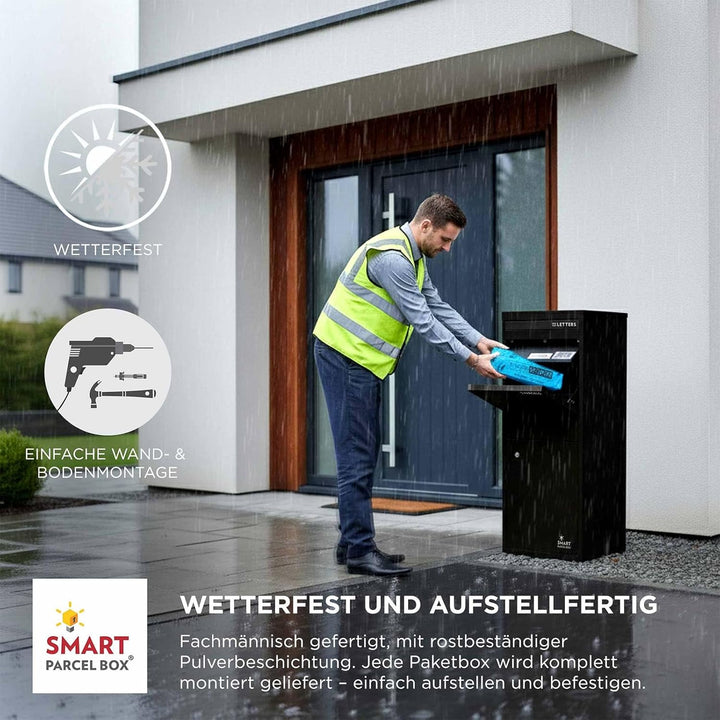 SMART PARCEL BOX Paketbox draussen, Standbriefkasten mit Paketfach, Paketbriefkasten XXL, grosse Pos
