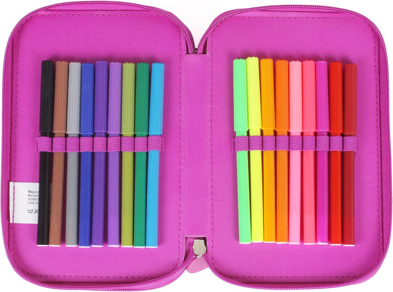 Ragusa-Trade Mädchen Kinder Pferde 3-Fach Federtasche Federmappe Schlamper 44 TLG. gefüllt (PF3FAB),