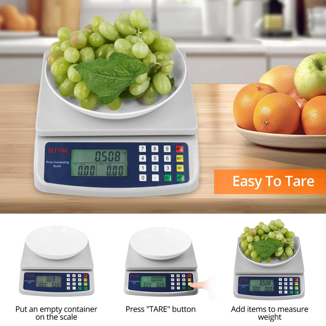 QWORK® Elektronische Küchenwaage 40 kg, digitale küchenwaage mit LCD-Display, Batterien nicht enthal