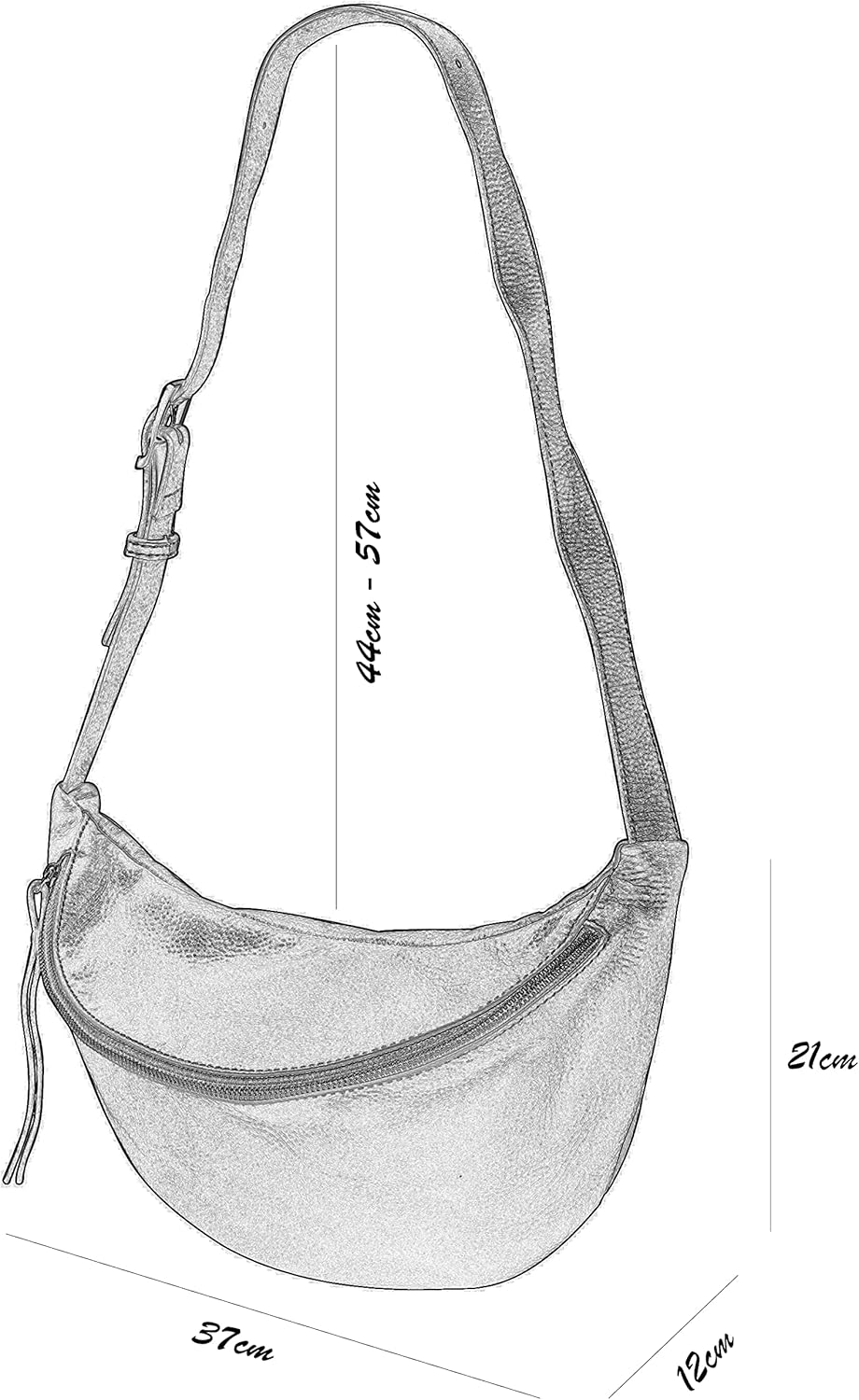 SH Leder echt Leder Damen Unisex Brusttasche für Festival Reise mittelgross Hüfttasche Crossbody Bag
