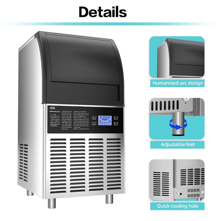 GSE Profi Eiswürfelmaschine 68 kg/24h - Industrieller Kompressor mit LED Display - Vollautomatischer