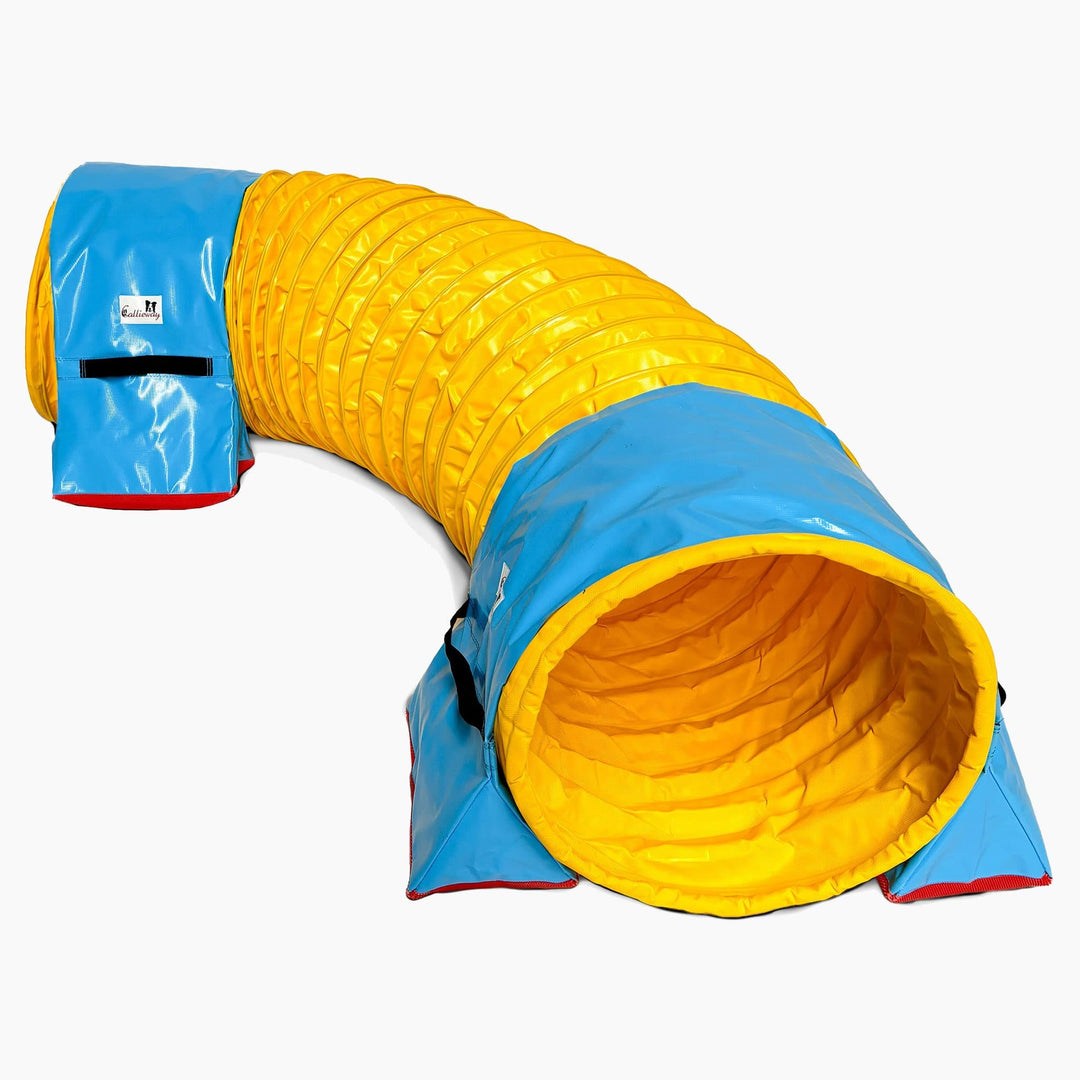 Callieway® Dog Agility Tunnel Turnier 3m lang / 60cmØ, 360° FullGrip (5m, gelb) 5m gelb, 5m gelb