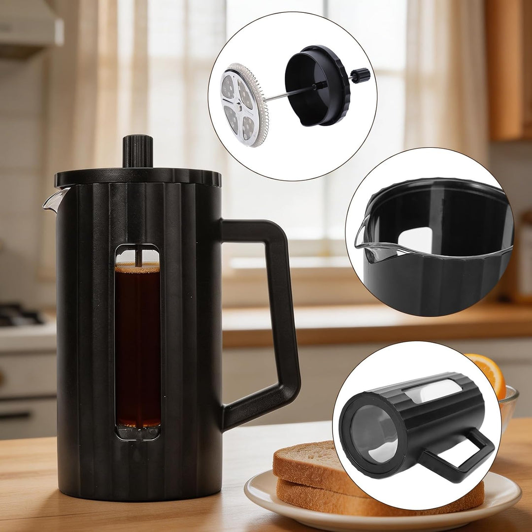 RANJIMA French Press Kaffeebereiter 1 Liter/8 Tassen, Kaffeepresse für Kaffee Tee und Cold Brew, Caf