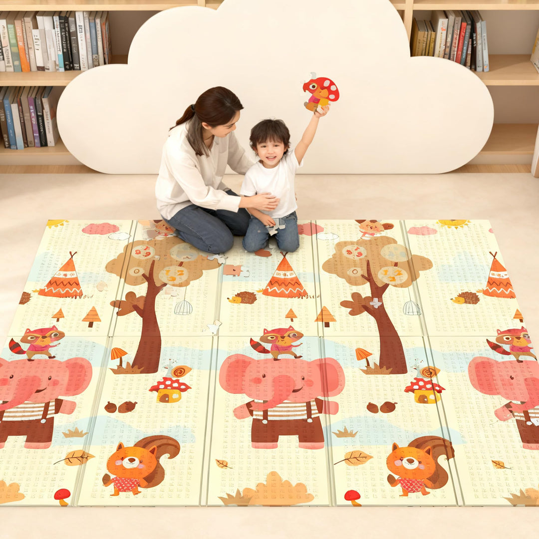 Soontrans Krabbelmatte Baby, Spielmatte Baby Faltbar, 200x180x1cm, Play Mat for Babies Doppelseitige