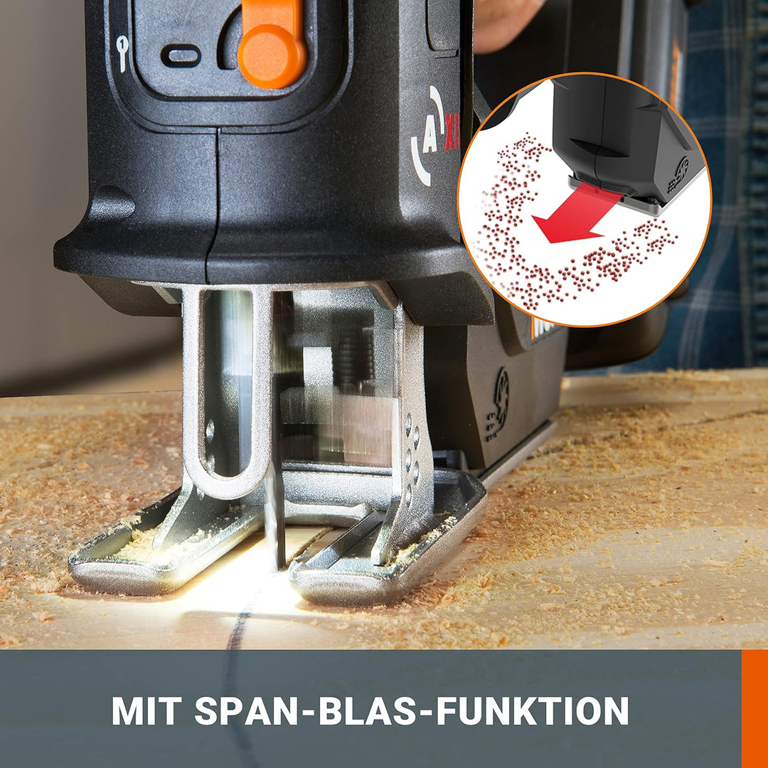 Worx WX550 Axis Akku-Multisäge – Profi Pendelhub-Stich- und Säbelsäge – Ideale 2 in 1 Säge für Holz,