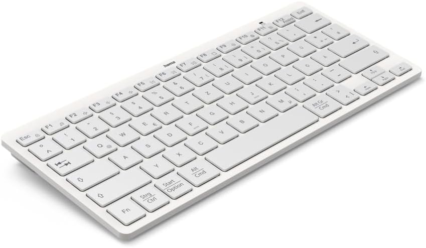 Hama Bluetooth Mini Tastatur Travel 400" für Tablets, kabellose Tastatur, QWERTZ DE Layout weiss Min