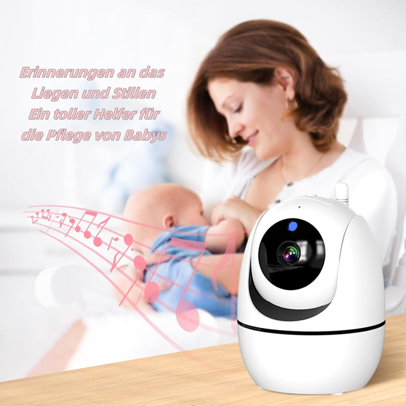HT Babyphone mit Kamera, 5-Zoll-Bildschirm, 720P-Kamera, Zwei-Wege-Audio, Fernbedienung Drehung von