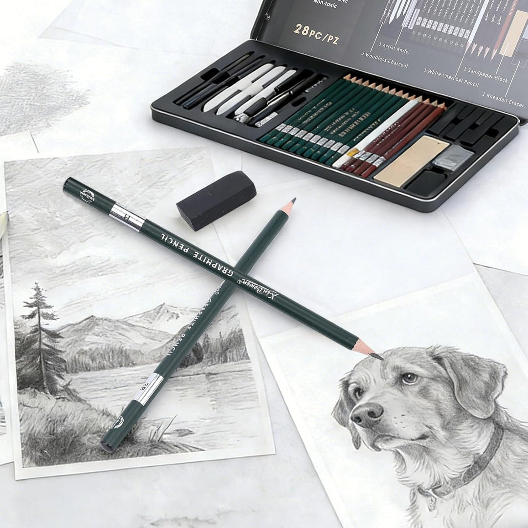 Skizzen Zeichen Bleistift Set, Zeichenset,Zeichenstifte Professionell Zeichenset Malset mit Graphits