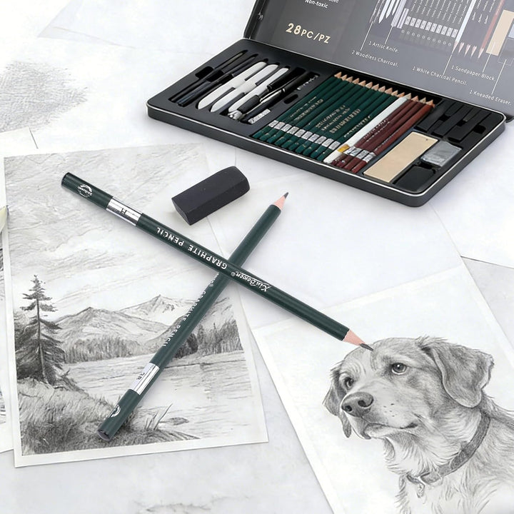 Skizzen Zeichen Bleistift Set, Zeichenset,Zeichenstifte Professionell Zeichenset Malset mit Graphits