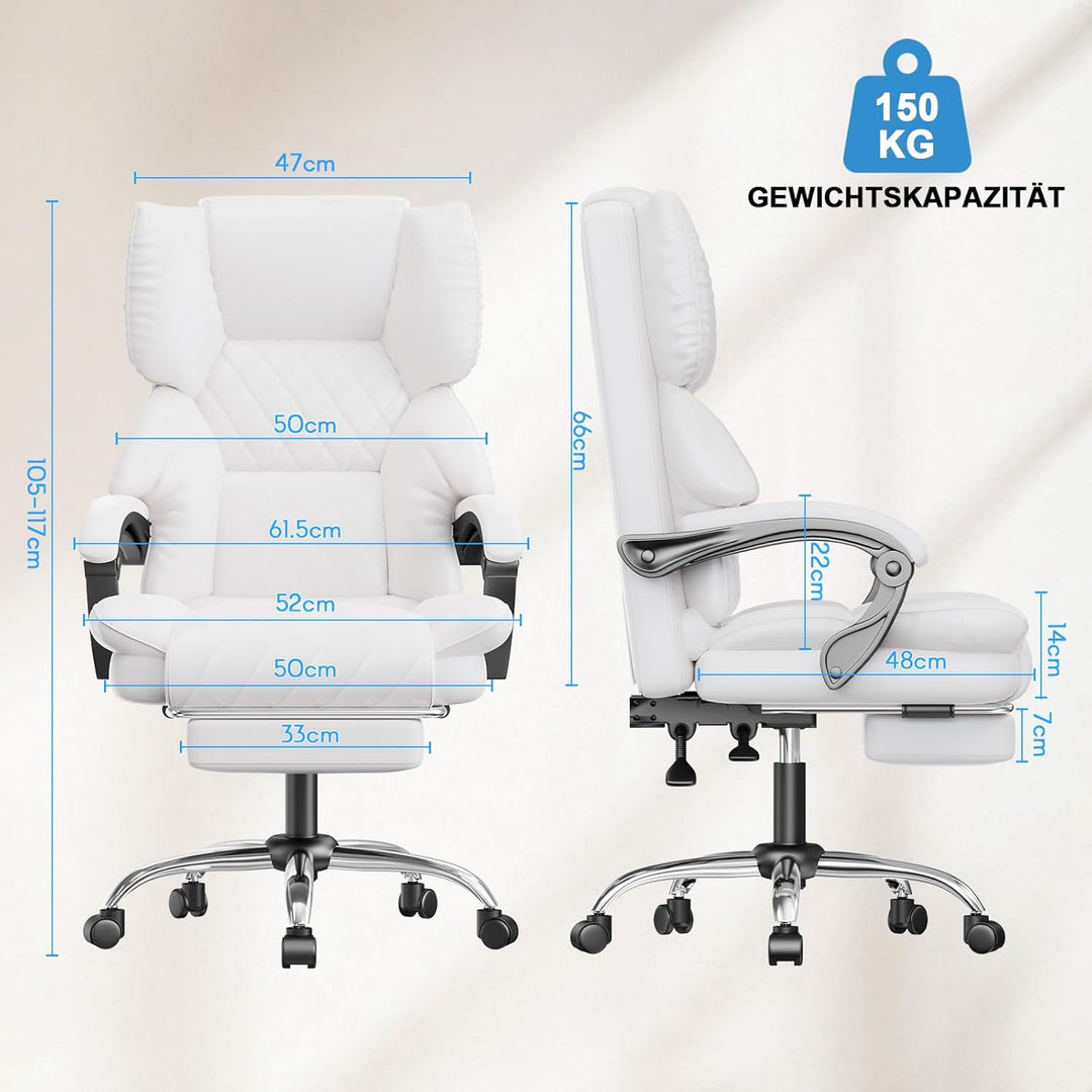 naspaluro Chefsessel Bürostuhl mit Fussstütze, Schreibtischstuhl Ergonomisch, PU Leder Computerstuhl