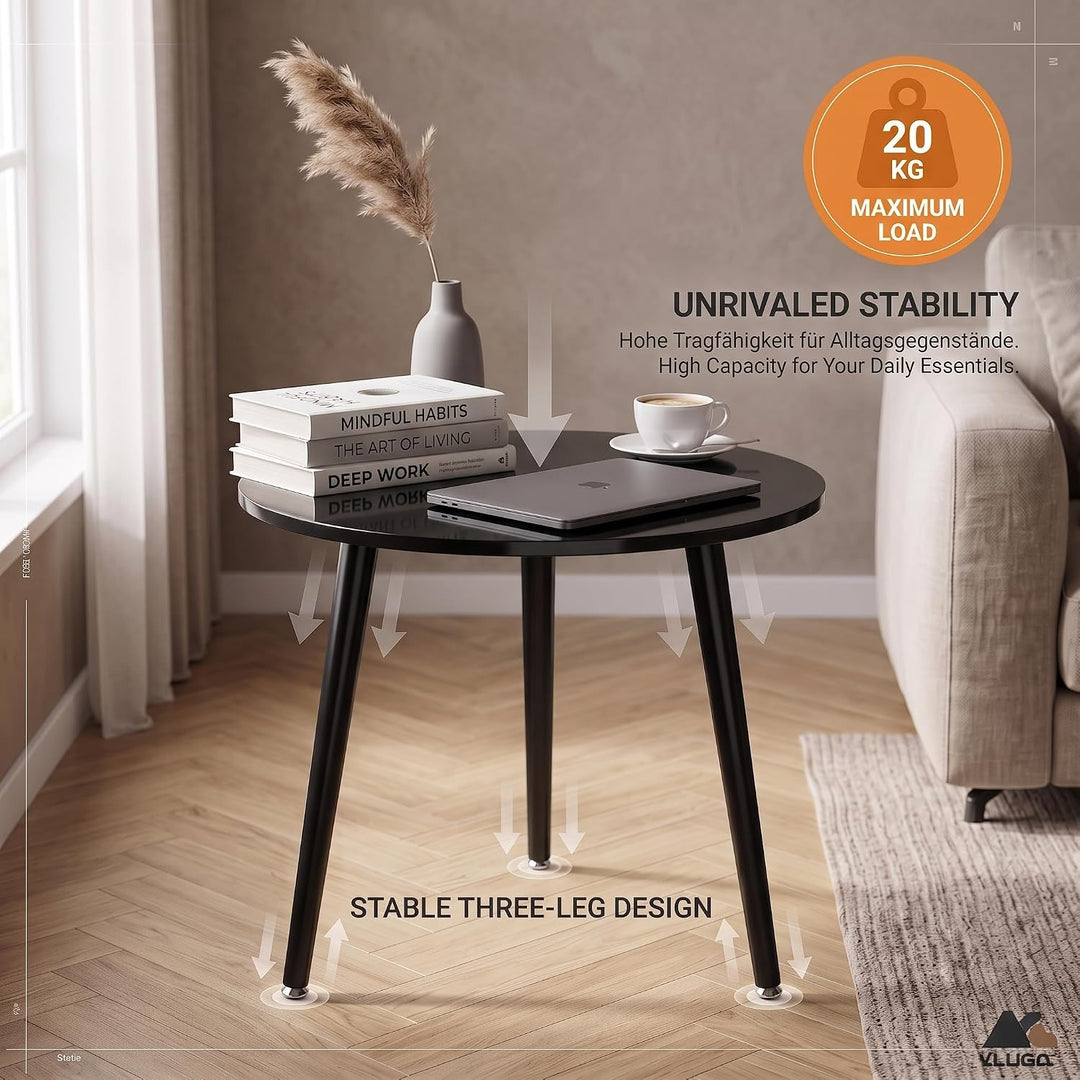 APICIZON Beistelltisch, Couchtisch rund Ø 42 cm, Höhe 51 cm, Sofatisch mit Beinen aus Massivholz, Sk