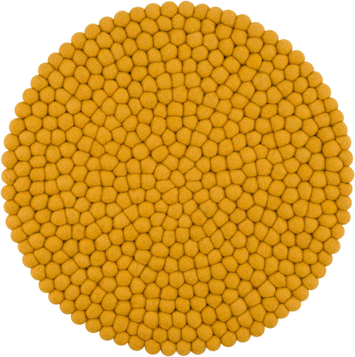 myfelt Filzkugel-Sitzauflage/Stuhlauflage - Klara - rund, 36 cm, Senfgelb, Senfgelb