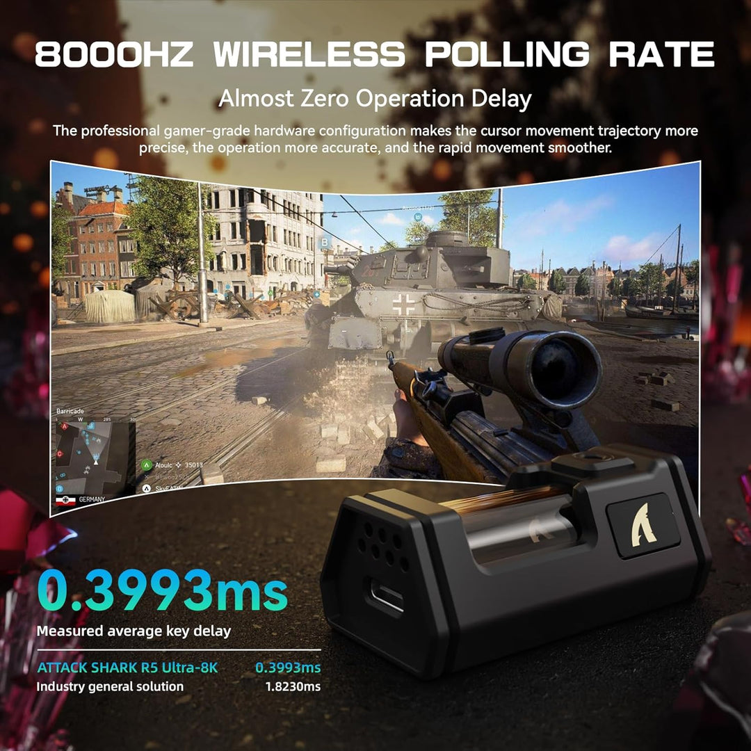 ATTACK SHARK R5 Ultra Carbonfaser HyperSpeed Kabellose Gaming-Maus, 39g Ultraleichte Maus mit Gripta